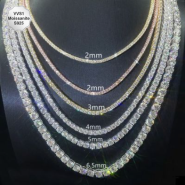 2mm/3mm/4mm/5mm/6.5mm $925 & Moissanite Tennis Chain