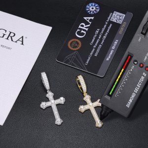 S925 Silver Moissanite Hip-hop Heavy-duty Cross Pendant Trendy Accessory